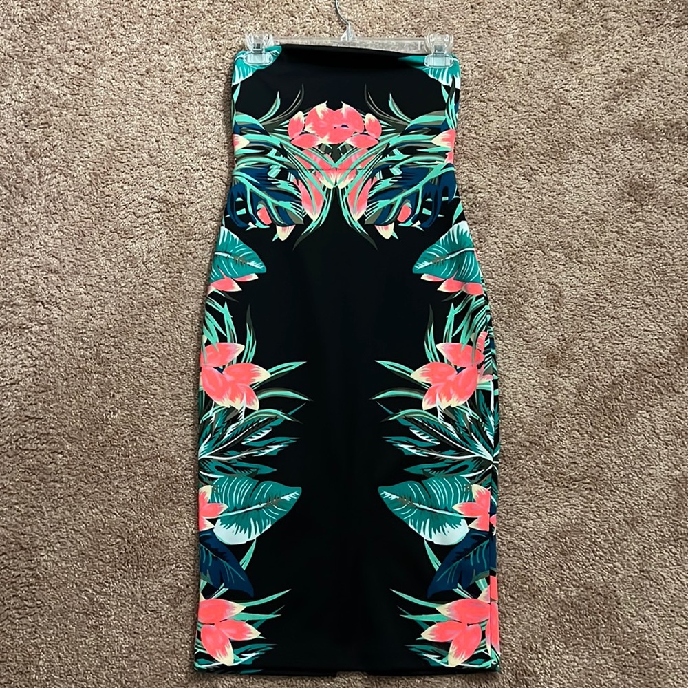 Express Black + Neon Accent Midi Dress